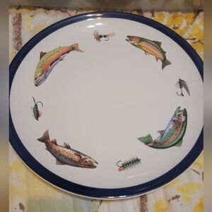 Sportsman Stonewear Collection Plate Big Sky Streamside -Fish - Collectors Plate